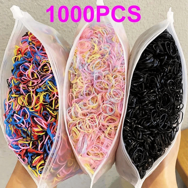 1000 Pcs Colorful Disposable Elastic Hair Bands for Girls, Kids Ponytail Holders