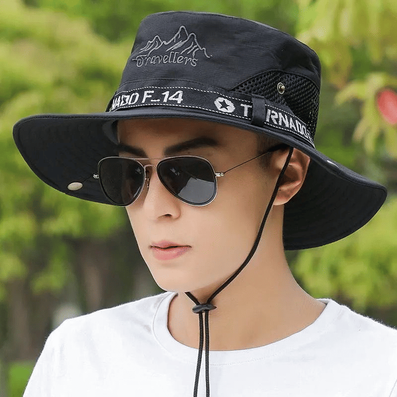 Men's Outdoor Sun Protection Fishing Bucket Hat Wide Brim UV Shield