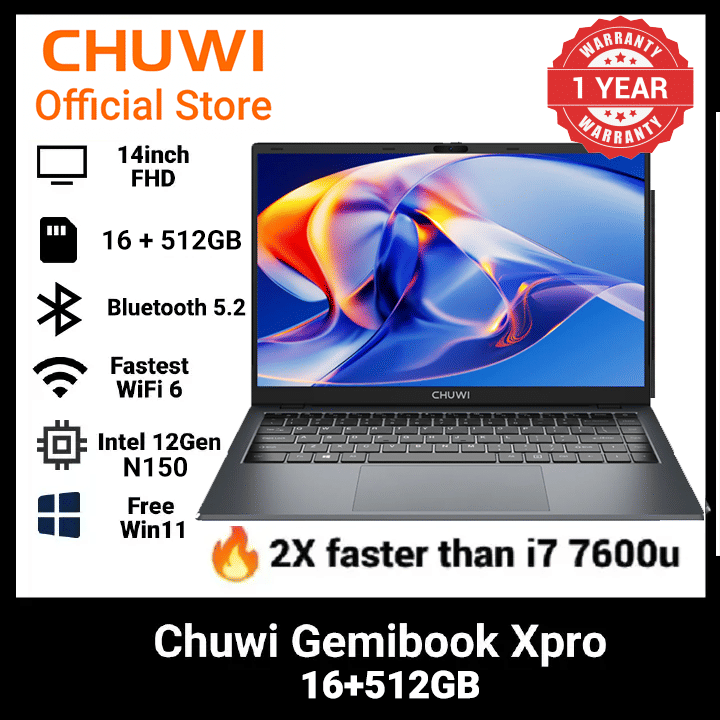 Chuwi GemiBook XPro 14-inch Full HD Ultrabook, Intel N100 16GB 512GB SSD