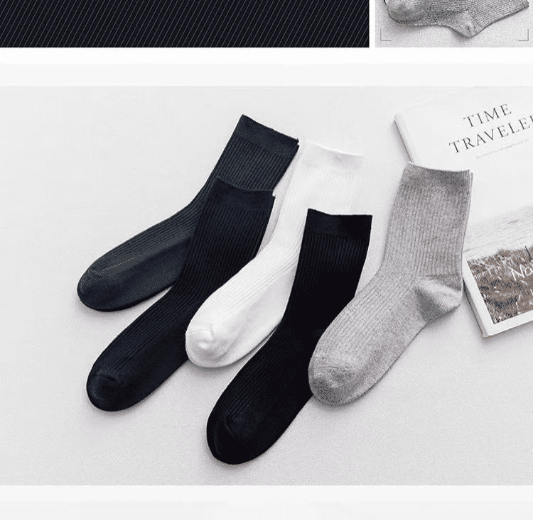 Premium 6-Pair Men's Striped Cotton Business Socks - Breathable All-Season Mid-Calf Quality Knit