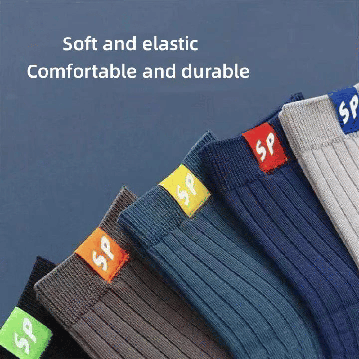 5 Pairs Men's Premium Cotton Blend Medium Sports Socks - Autumn & Winter Comfort