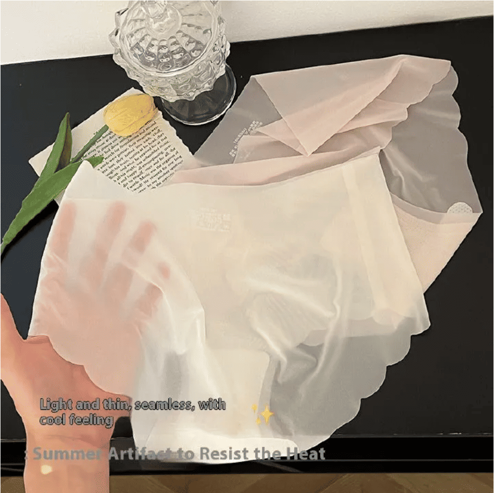 5-Pack Seamless Ice Silk Mid-Waist Panties for Women - Tummy Control & Hip Lift