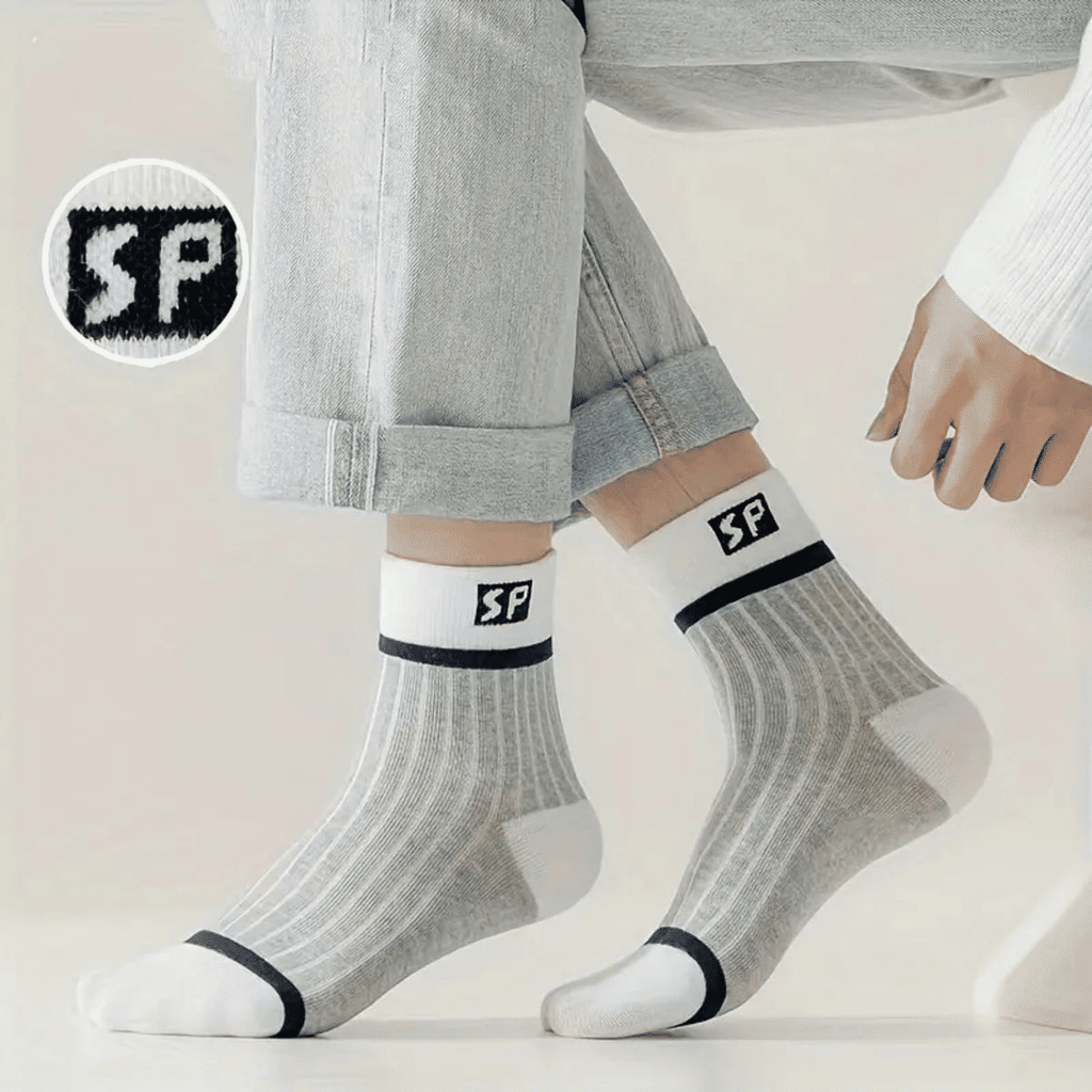 5 Pairs Men's Cotton Blend Medium Sports Socks for Autumn Winter Wear