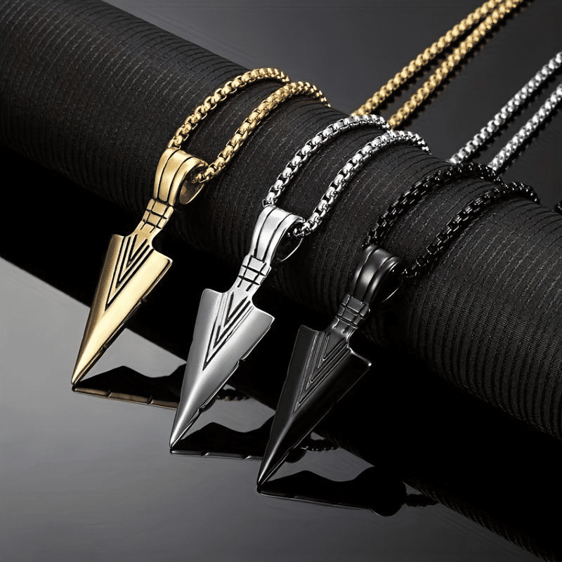 Men's Hip Hop Triangle Spearhead Pendant Necklace - Vintage Stainless Steel Arrow