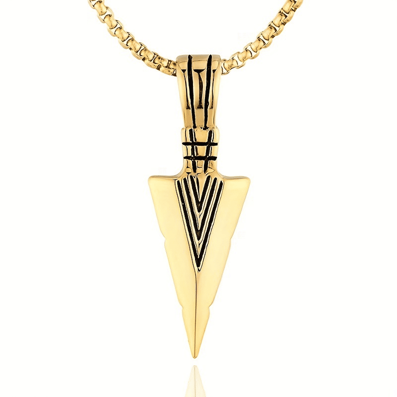 Men's Hip Hop Triangle Spearhead Pendant Necklace - Vintage Stainless Steel Arrow