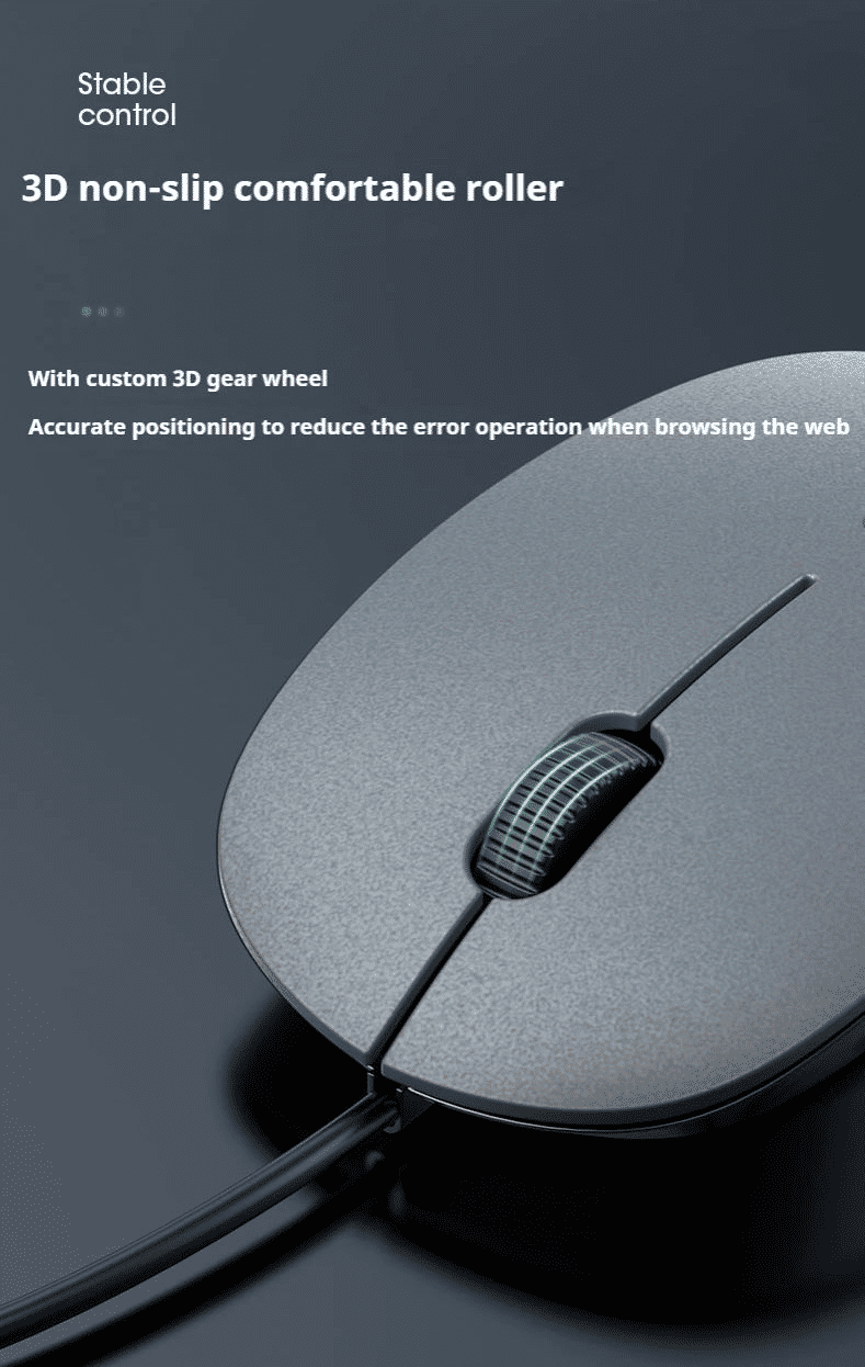 Comfortable USB Wired Computer Mouse for Gaming, Office, Home, Notebook PC - Black