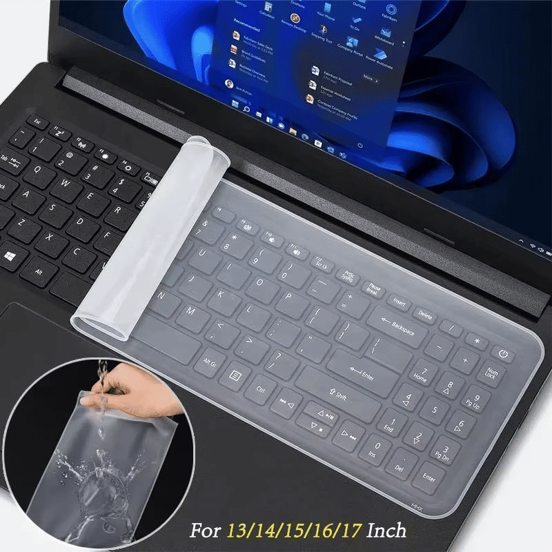 Universal Silicone Laptop Keyboard Protector Skin - Dustproof, Waterproof, Clear Film