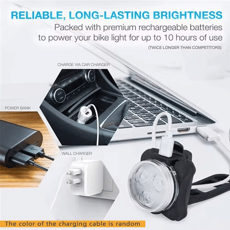 Super Bright USB Rechargeable Waterproof LED Bike Headlight and Taillight Set