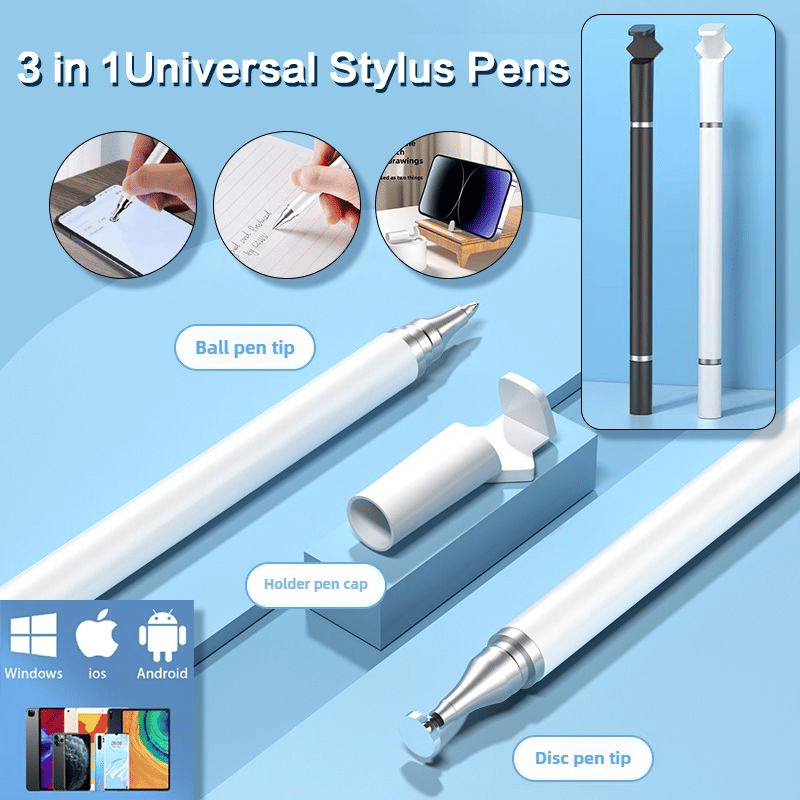 Multi-Function 3-in-1 Universal Capacitive Touch Screen Stylus Pen with Phone Holder