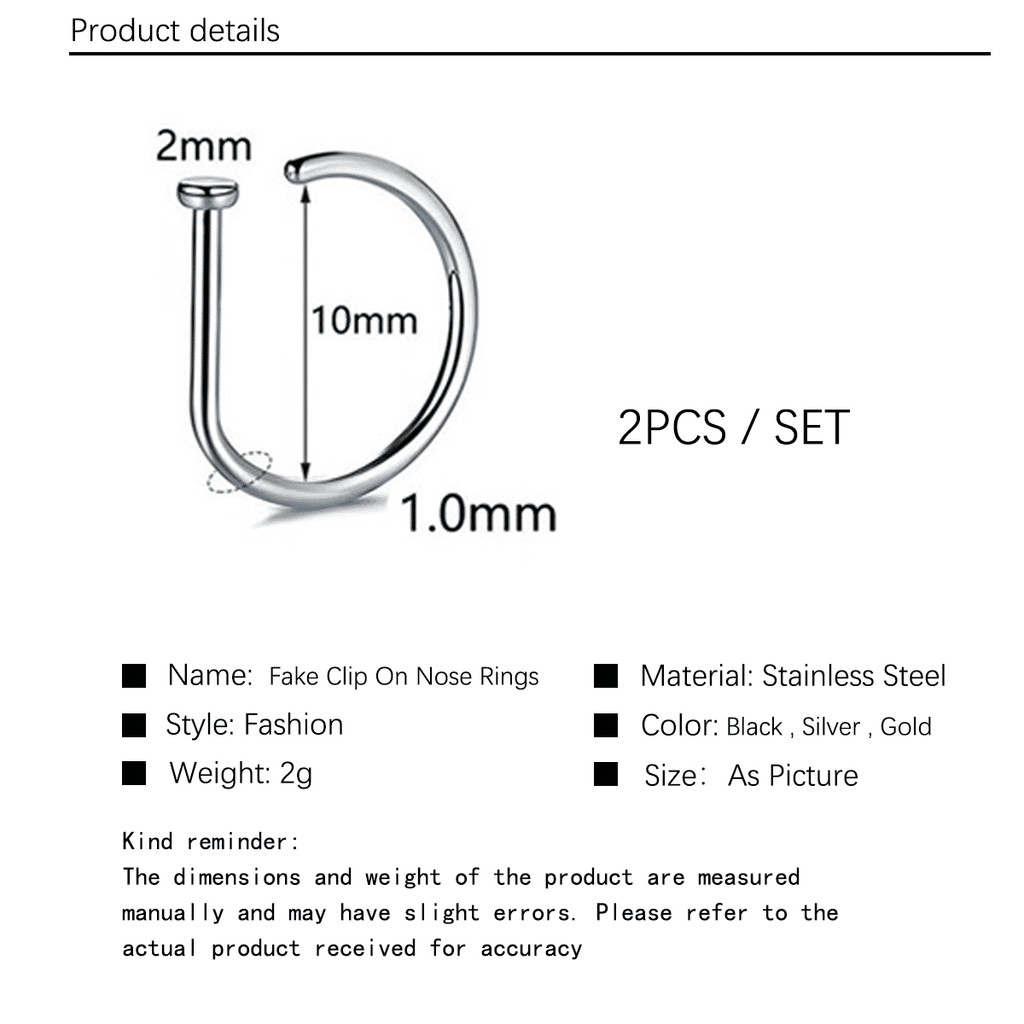Versatile Fake Clip-On Nose Rings: Tiny Faux Piercing Hoops, No Piercing Required