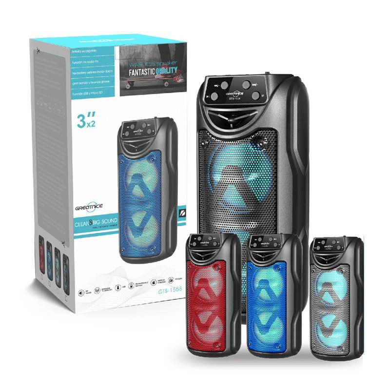 Portable Dual 3-inch Bluetooth Speaker with Dynamic Colorful LED Lights for Parties