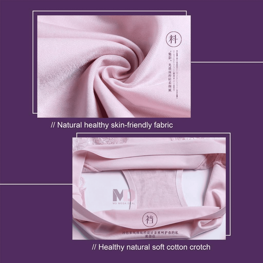 5-Pack Luxurious Soft Lace Ice Silk Seamless Plus Size Women's Briefs Underpants