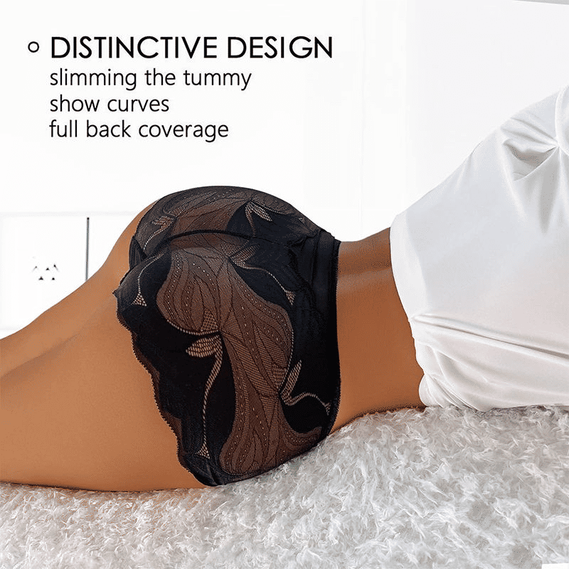 5-Pack Women's Seamless Lace Mesh Mid-Waist Plus Size Butt Lift Panties