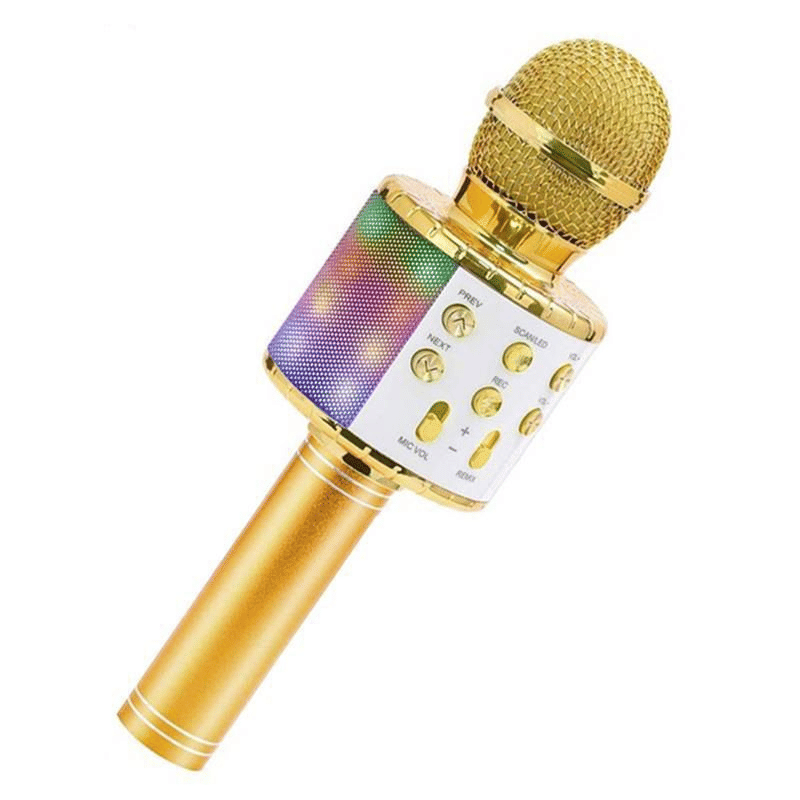 Professional Wireless Karaoke Microphone with LED Lights, Studio, Home KTV