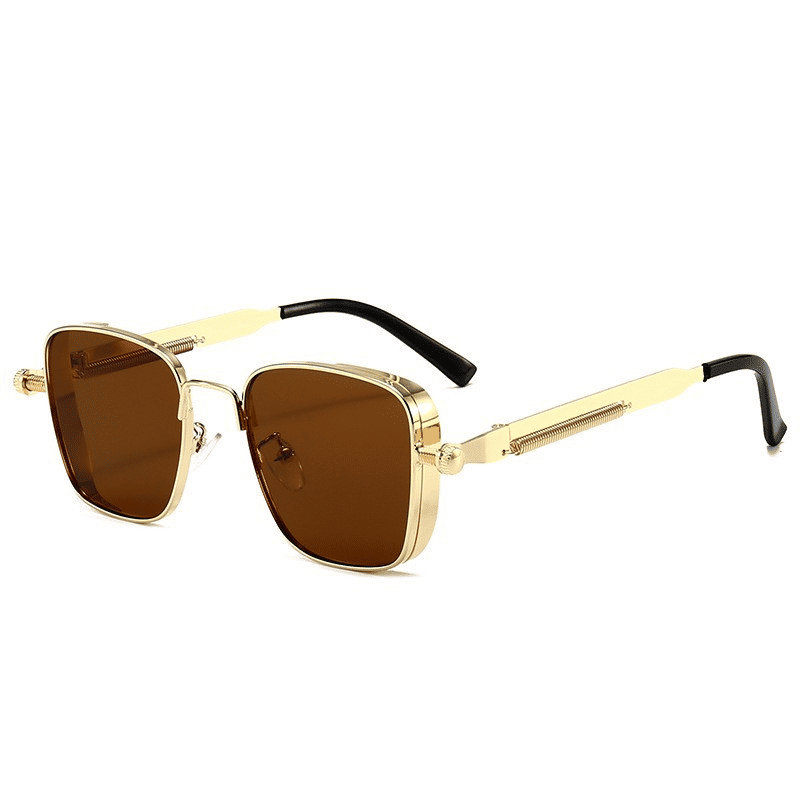 Retro Steampunk Square Metal Sunglasses UV400 Protection Unisex Fashion Eyewear