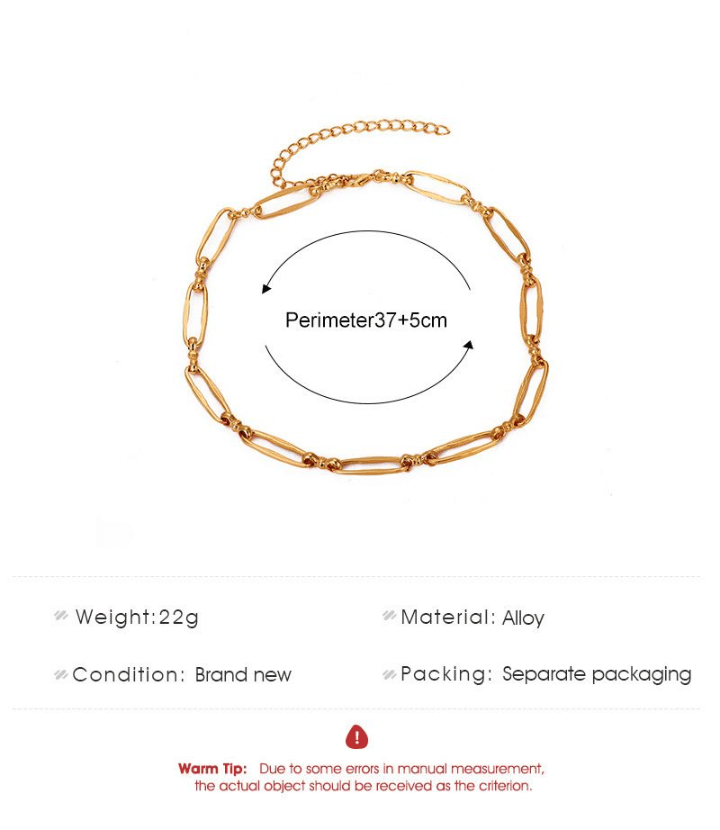 Unisex Oval Metal Chain Necklace: Personalized Punk Style, Simple, Versatile Fashion Jewelry