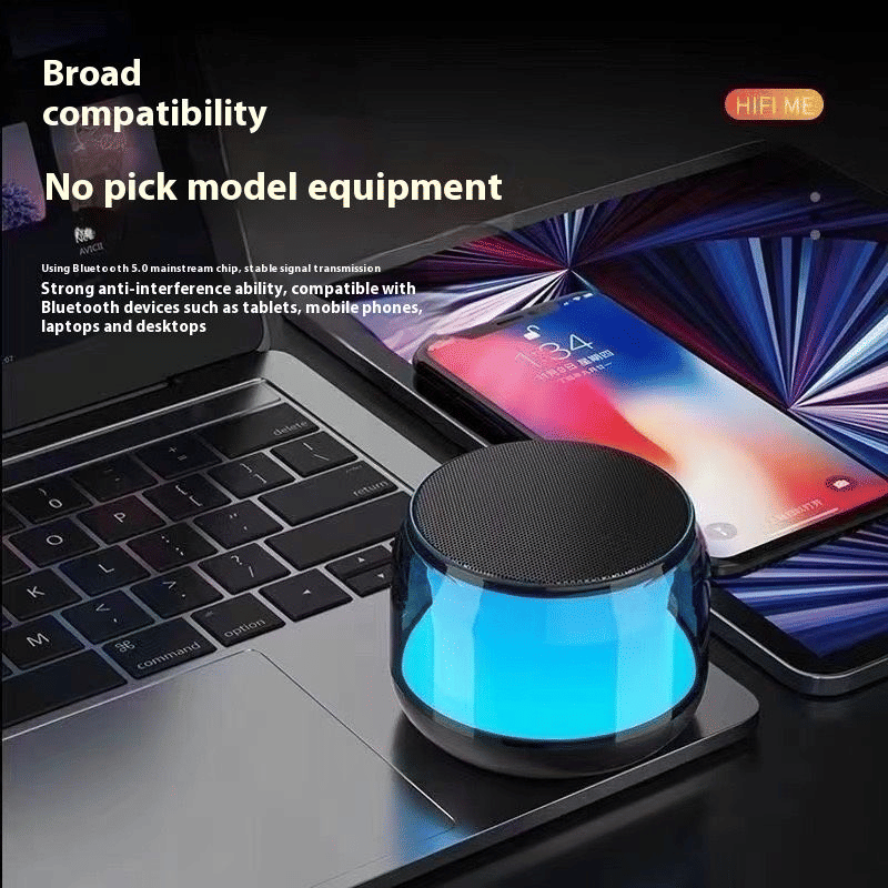 Transparent Sci-Fi Portable Bluetooth Speaker, Multi-Color LED Lights, Mini Soundbox