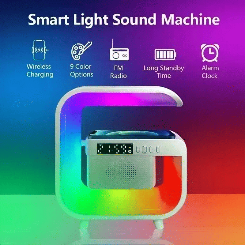Multi-functional 15W Fast Wireless Charger, RGB Night Light, Bluetooth Speaker Stand