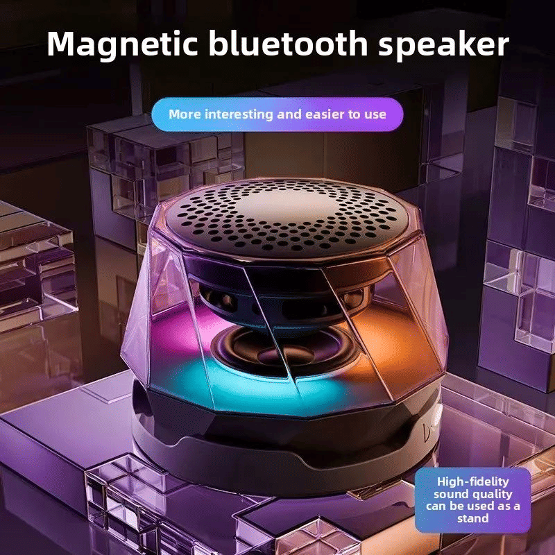 Mini Magnetic RGB Bluetooth Speaker, Diamond Design, Phone Stand, TWS Pairing