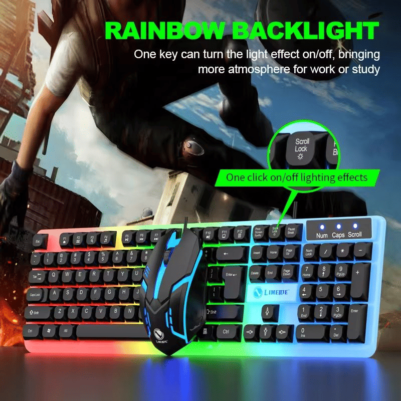 LIMEIDE GTX350 RGB Wired Gaming Keyboard & Mouse Set - Hot-Swappable