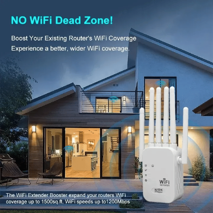 Powerful 1200Mbps Dual-Band WiFi Repeater Booster | 2.4G/5GHz Signal Extender