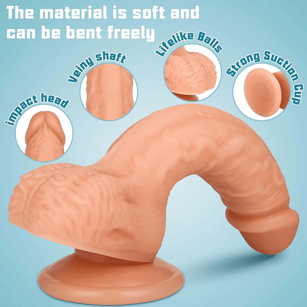 Realistic Silicone Dildo with Suction Cup, G-Spot & Anal Lifelike Sex Toy