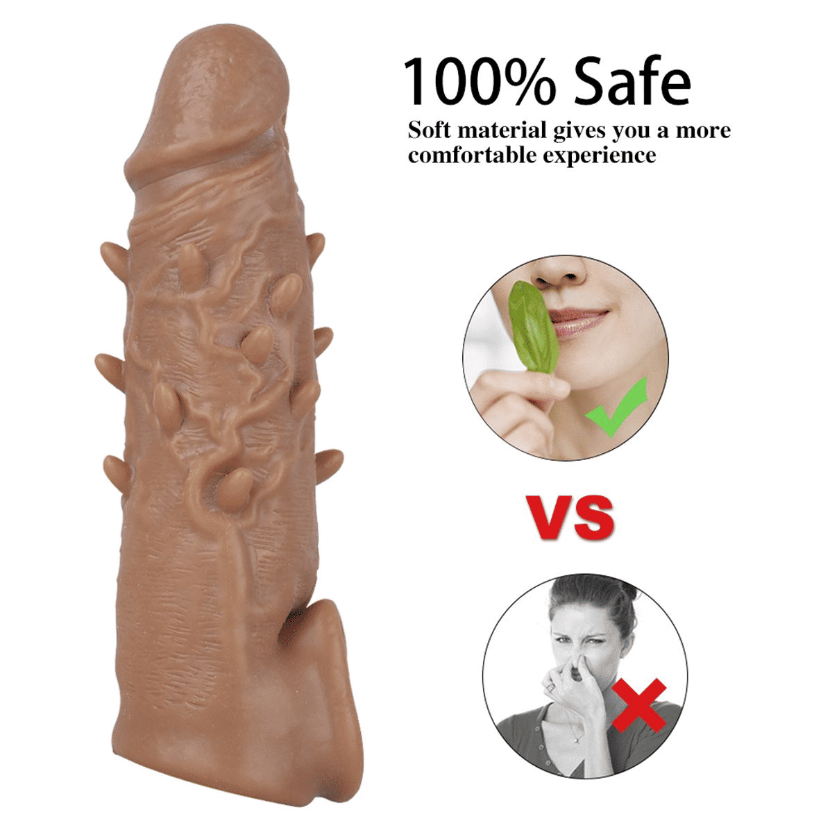 Premium Silicone Penis Sleeve Extender, Realistic, Reusable, Enhances Male Performance