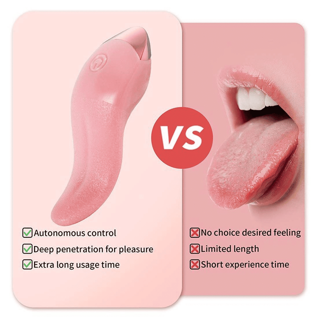 Realistic Tongue Licking Vibrator, G-Spot Clitoral Stimulator, Soft Rose Adult Sex Toy