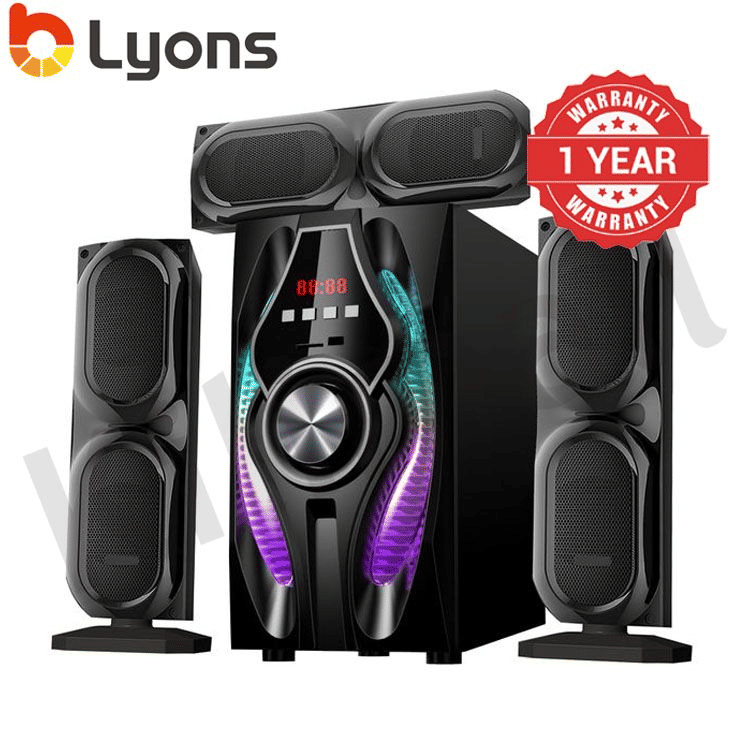 LYONS LYS3601 3.1 Channel Multimedia Speaker System, 18000W PMPO Subwoofer, Black