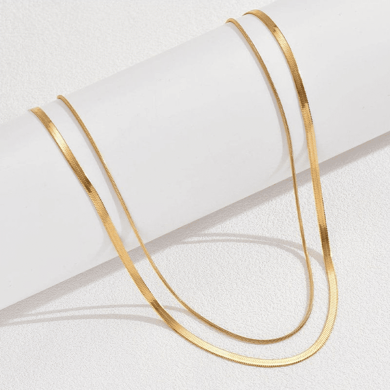 Elegant Titanium Steel Double Layered Non-Fading Women's Collarbone Necklace Set