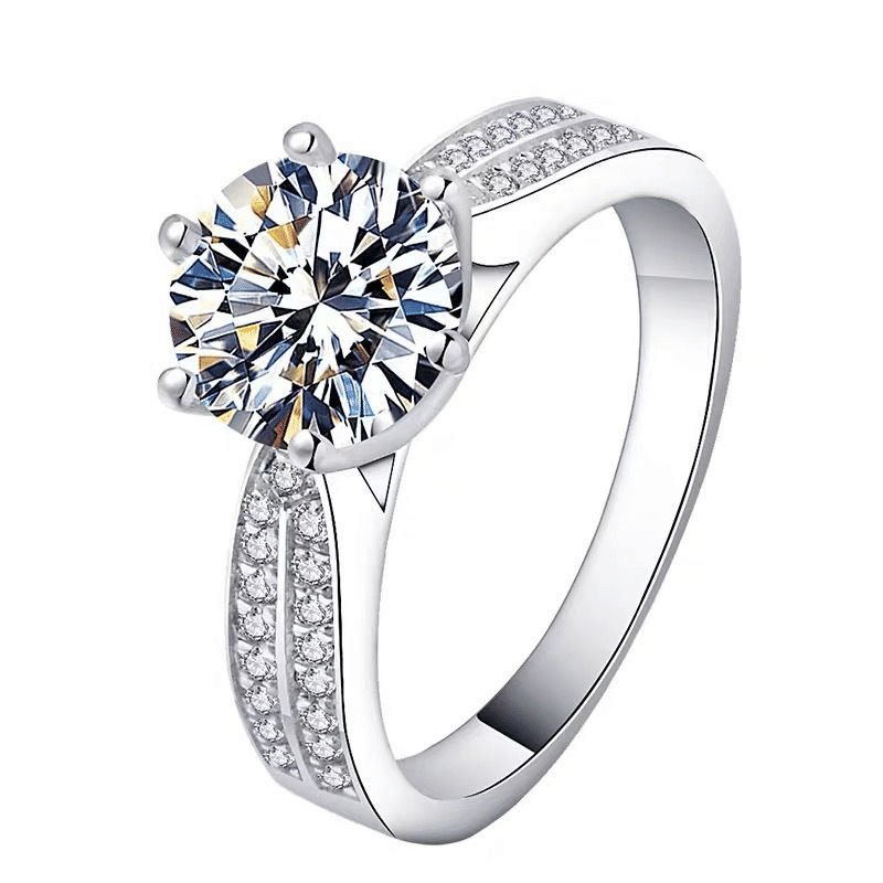 Elegant Adjustable Silver Plated Diamond Ring for Women - Wedding Engagement Gift