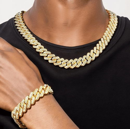 Luxury Iced Out 14mm Miami Cuban Link Chain Necklace Bracelet for Men Women