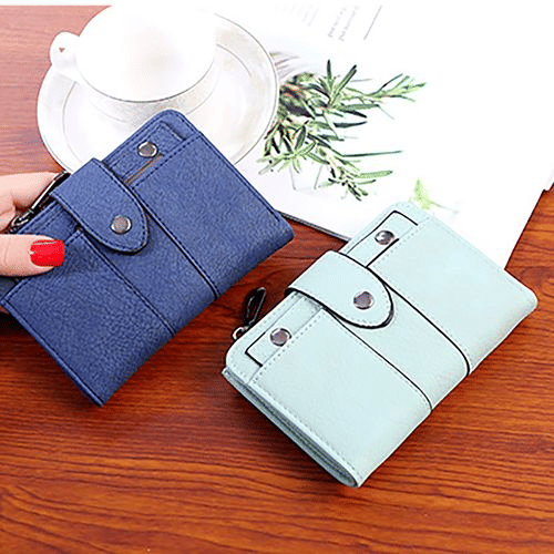 Stylish Frosted Flip-Top Women's Classic Compact PU Leather Wallet Purse