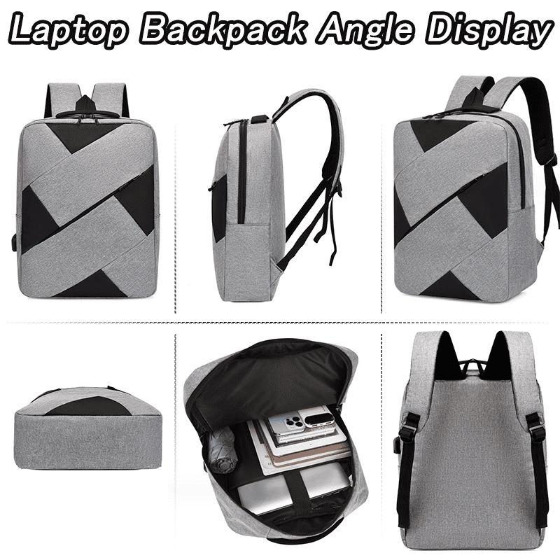 Men's Large Capacity Laptop Backpack Set with USB Charging Port