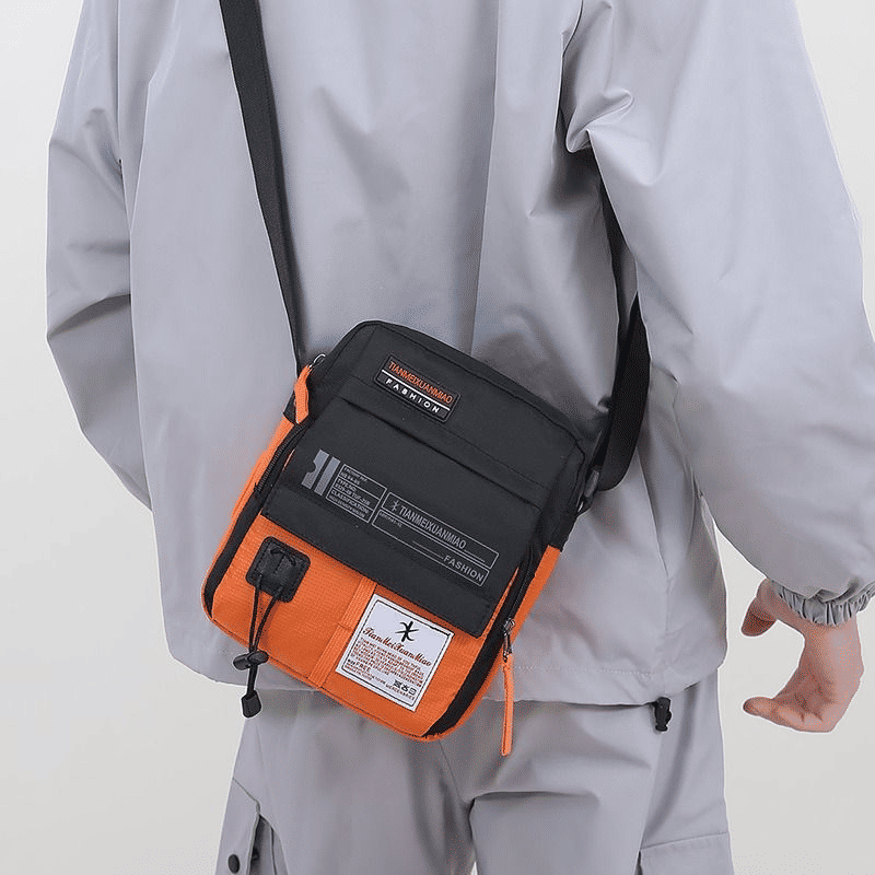 Men's Durable Nylon Chest Sling Bag - Lightweight, Multi-Pocket Crossbody Design