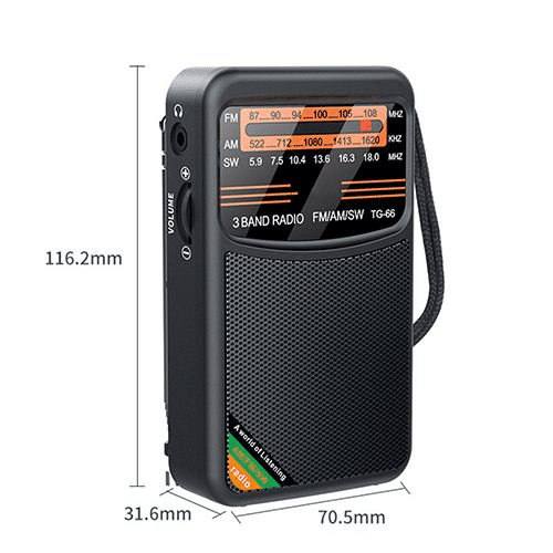 Portable AM/FM/SW Radio, 3W Speaker, Best Reception, Earphone Jack