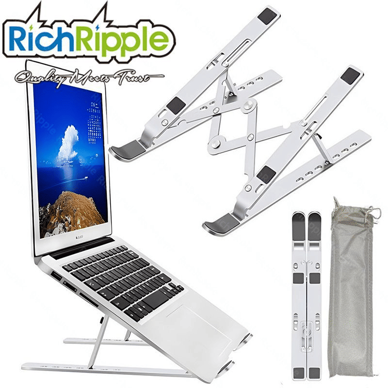RichRipple Premium Aluminum Alloy Foldable Laptop Stand - Ergonomic Adjustable Riser