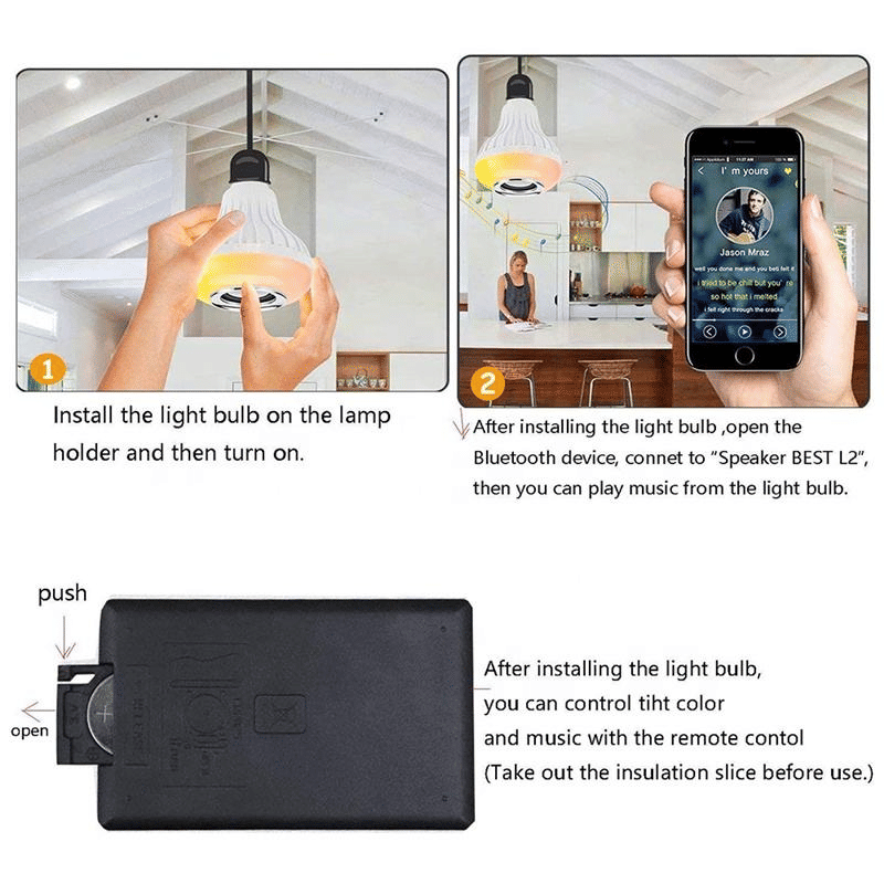 Smart LED Bluetooth Speaker Bulb: App Control, Remote, Music Player, Subwoofer