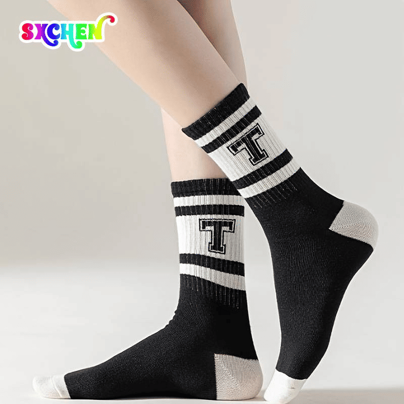 SXCHEN Unisex 5 Pairs Athletic Mid-Calf Socks - Trendy Sport & Casual