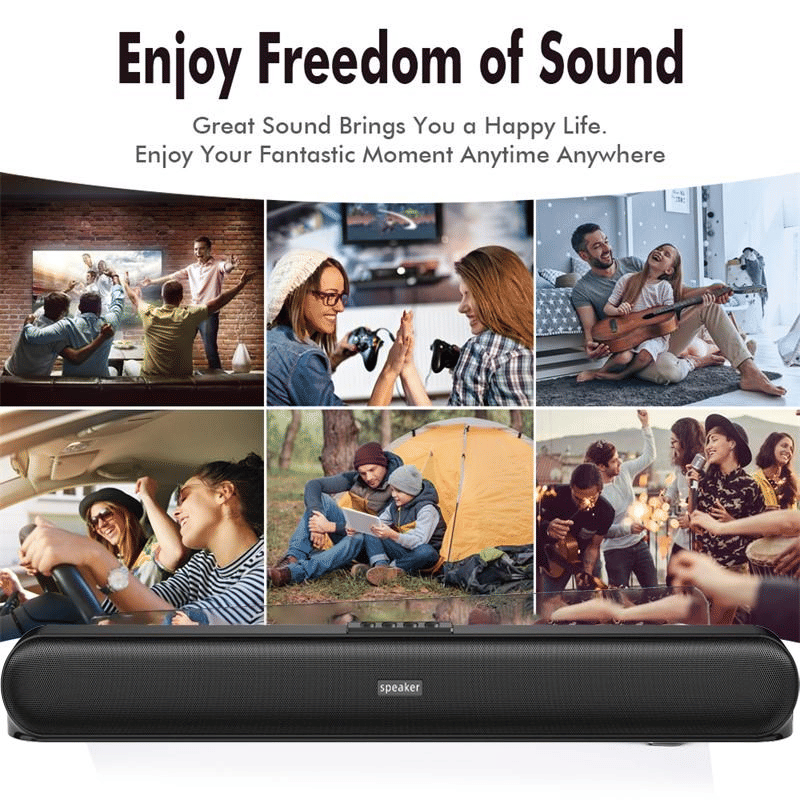 20W Waterproof Portable Bluetooth Soundbar Speaker, Xbass Woofer, Surround Stereo