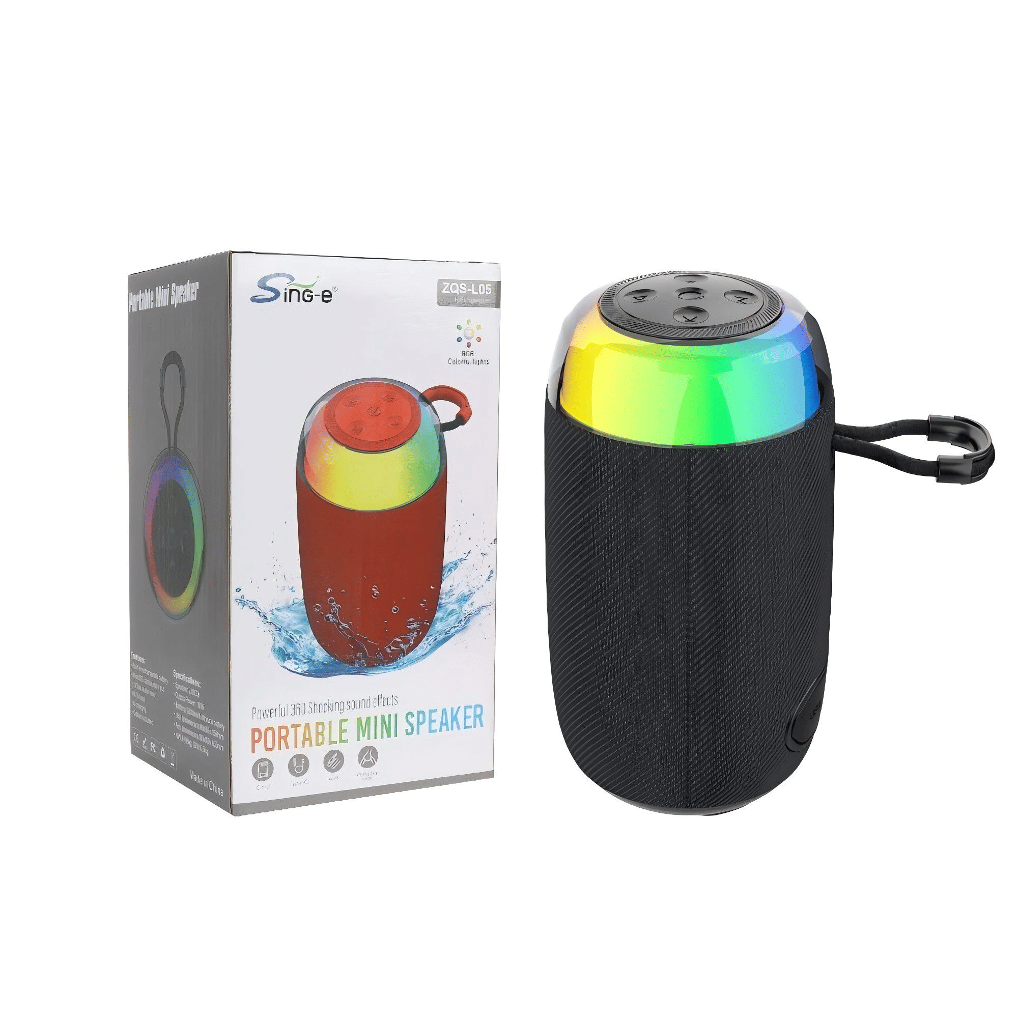 10W Portable Bluetooth Speaker HD Sound Trumpet Bass RGB Party Lights, IPX5