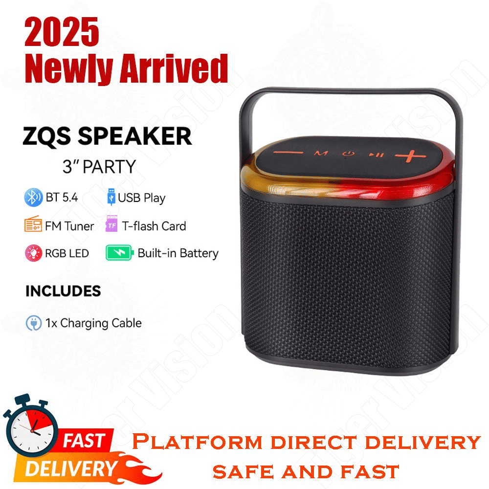 Portable 10W Bluetooth Speaker, Deep Bass, RGB Light Show, TWS Pairing, IPX5