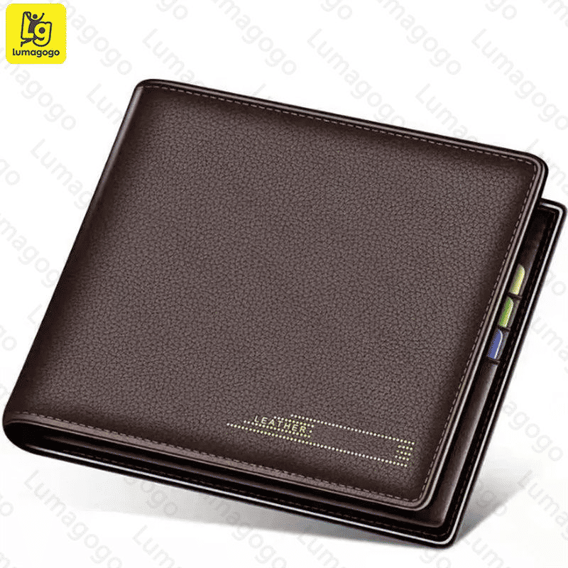 Premium Men's Short Leather Wallet - Credit ID Card Holder Billfold Purse