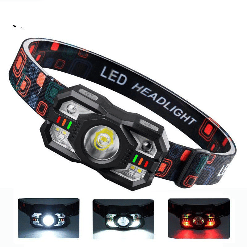Rechargeable 2000 Lumen LED Headlamp, Red Light, Motion Sensor for Outdoors