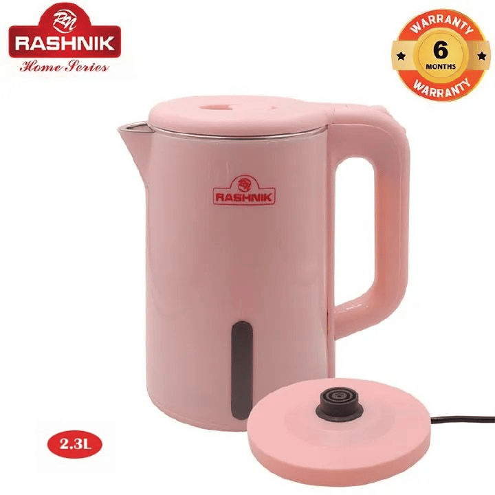 RASHNIK RN-1155 2.3QT 1500W Double-Walled Electric Kettle Overheat Protection