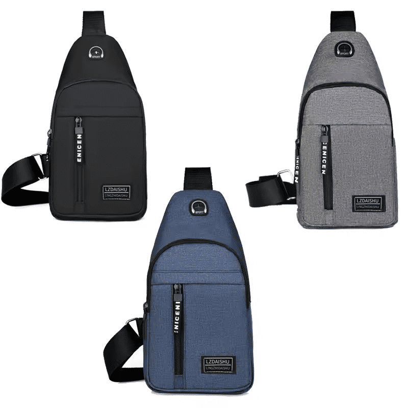 Stylish Men's Solid Color Canvas Chest Bag - Outdoor Casual Crossbody Shoulder Pack