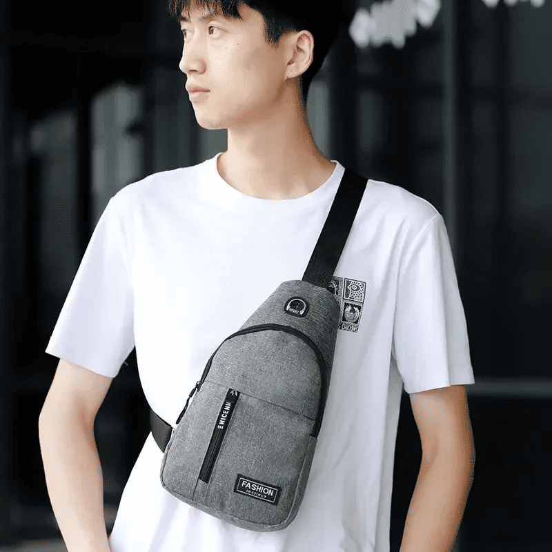 Men's Solid Color Casual Chest Bag - Outdoor Crossbody Sling Pack