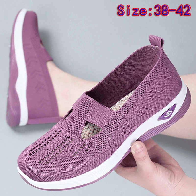 Thor Women's Lightweight Purple Running Shoes - Breathable Mesh Slip-On Athletic Sneakers