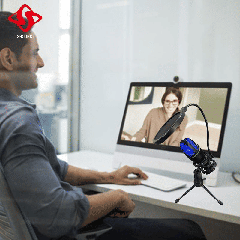 RGB USB Condenser Microphone for Gaming & Streaming - Intelligent Noise Reduction