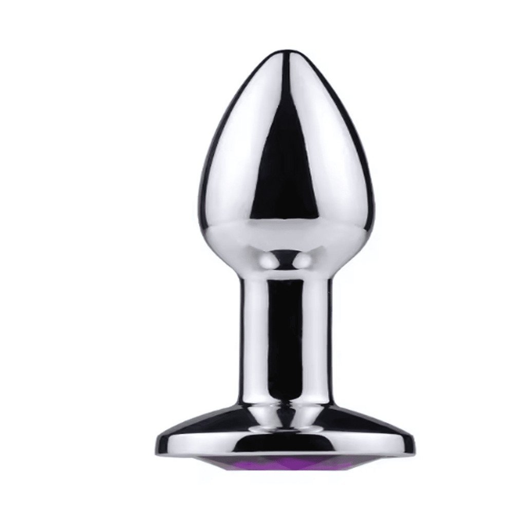 Premium Metal Anal Plug with Red Jewel Base - Unisex Adult Sex Toy